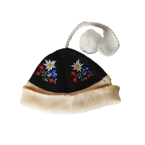 Vintage Child's Hat Embroidered Scandinavian Bavarian Doll Boho - Picture 1 of 9